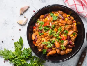 un plat de la recette chili cone carne
