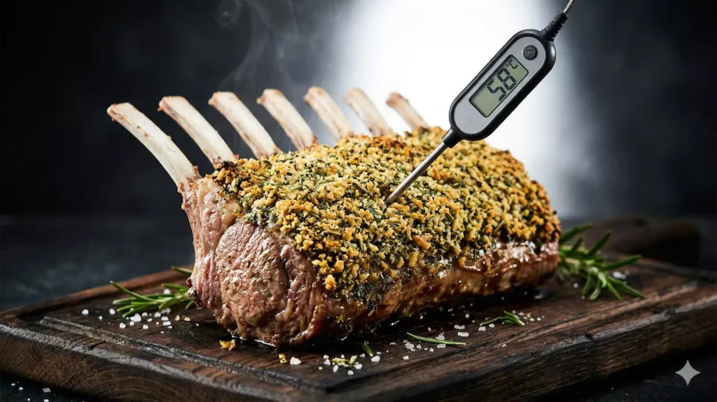 Techniques de cuisson des recettes d'agneau carré
agneau thermomètre sonde 58°C rosé technique chef