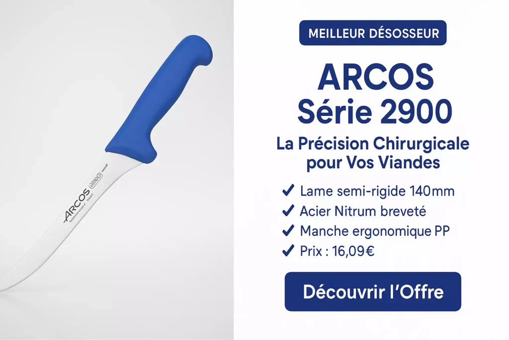 Couteau à désosser Arcos série 2900 lame 140mm manche bleu