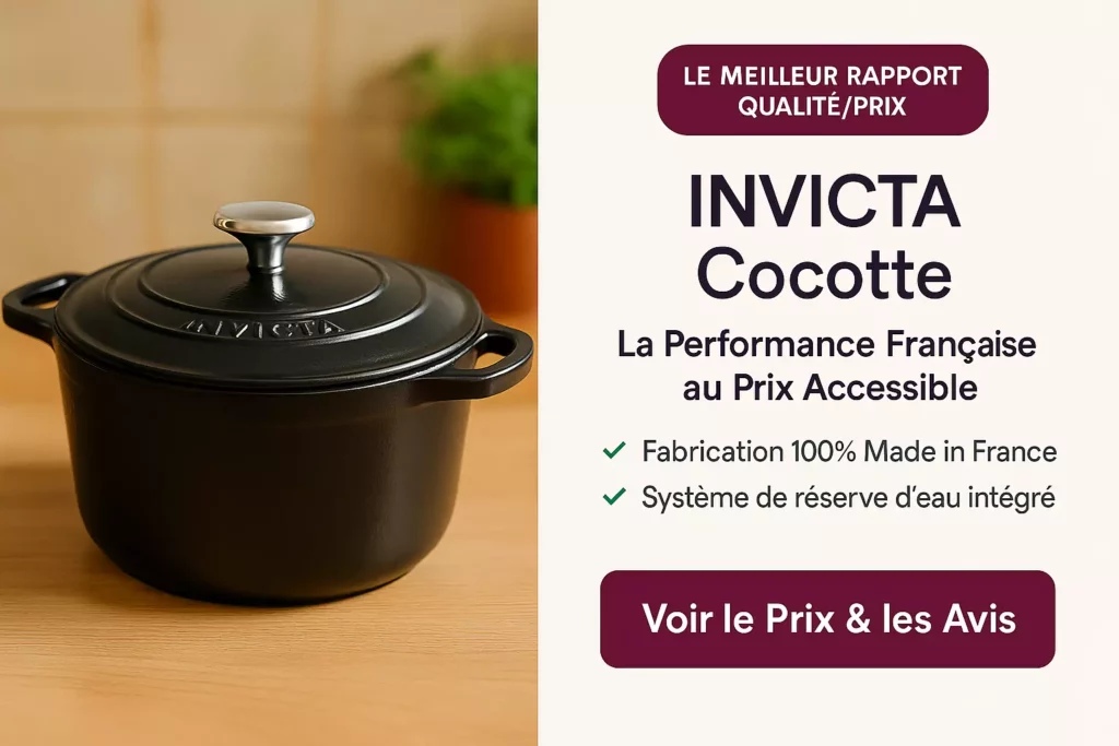 Cocotte Invicta 24cm en fonte émaillée fabriquée en France - Meilleur rapport qualité prix pour mijotés