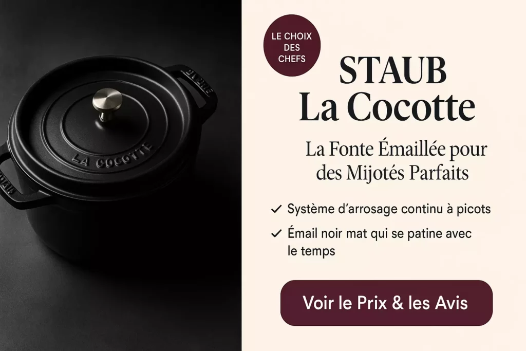 Cocotte Staub 24cm en fonte émaillée noire avec système de picots pour arrosage continu - Le choix des chefs professionnels