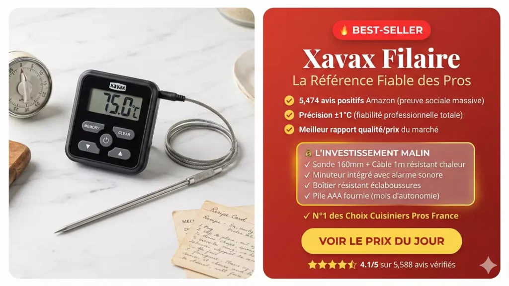 Thermomètre filaire Xavax digital avec sonde acier inoxydable 160mm câble métal précision 1 degré best-seller Amazon 5474 avis