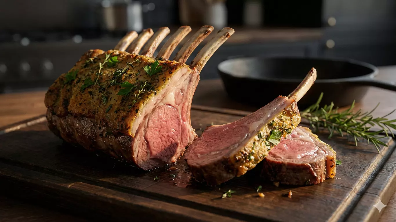 Carré d&rsquo;Agneau en Croûte d&rsquo;Herbes : La Cuisson Rosée Parfaite à 58°C