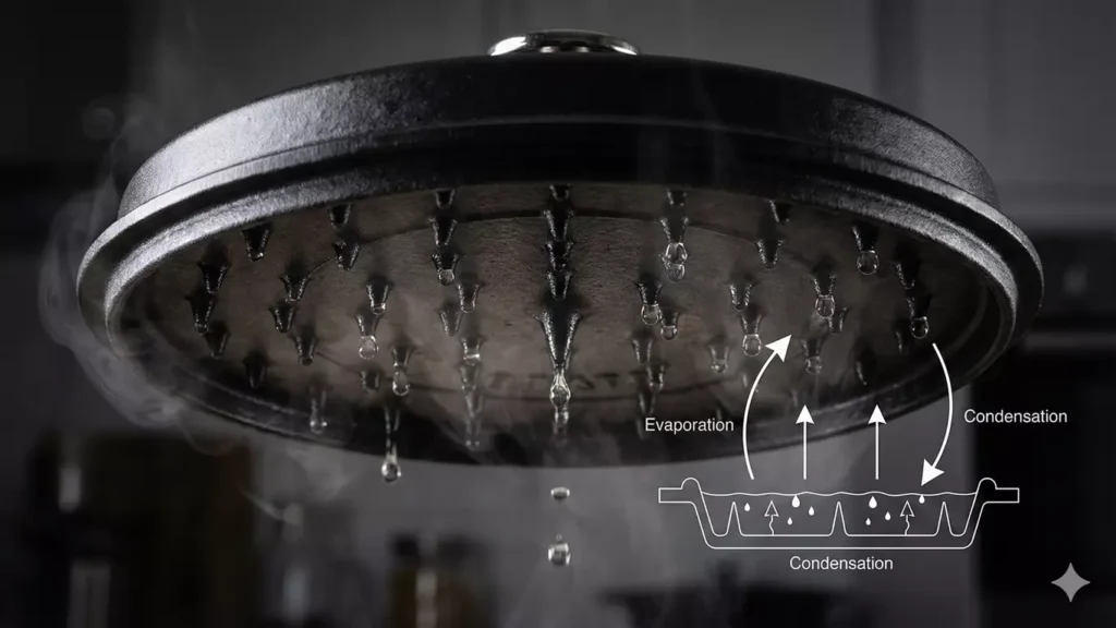 Couvercle cocotte Staub avec picots intérieurs brevetés, système condensation gouttes d'eau visibles, technologie exclusive fonte émaillée