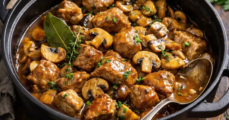 Sauté de veau aux champignons fondant, recette de grand-mère