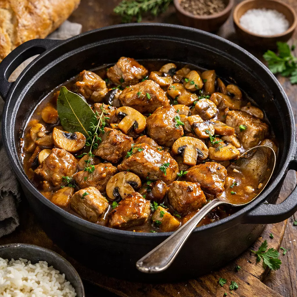 Sauté de veau aux champignons fondant, recette de grand-mère