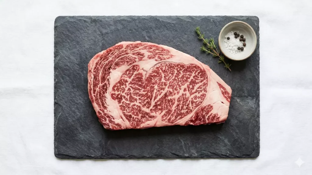 Araignée de boeuf crue montrant son persillage exceptionnel
en toile d'araignée — muscle iliaque interne du bassin