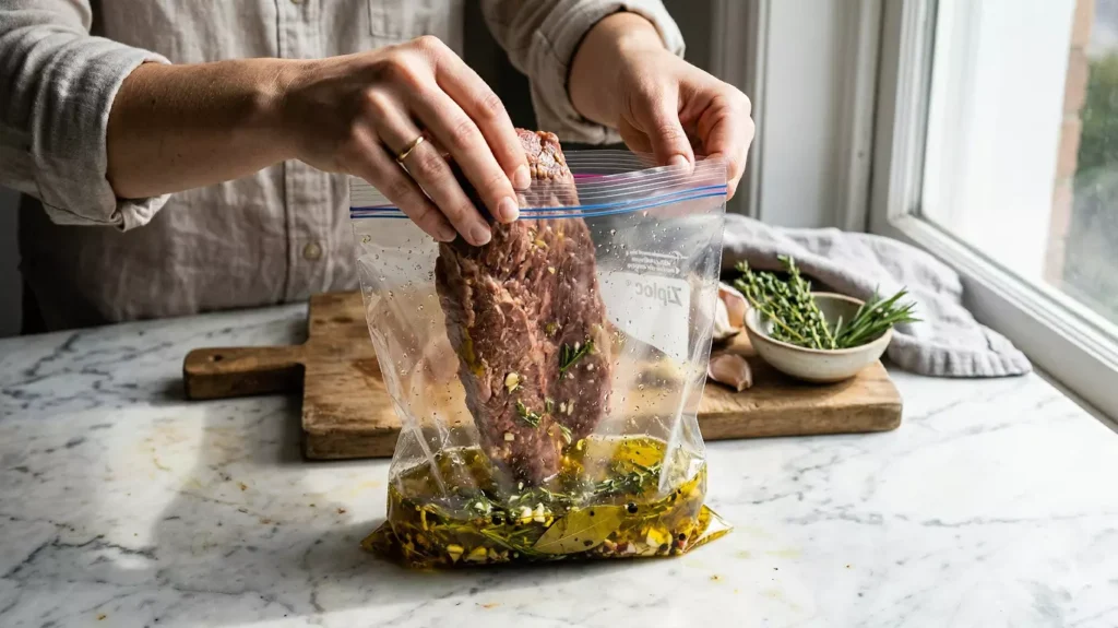 Technique de marinade viande en sac hermétique pour une imprégnation optimale des saveurs