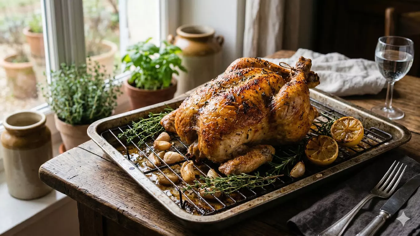 Poulet Rôti au Four : La Recette de Grand-Mère Maîtrisée comme un Chef (Peau Croustillante, Chair Juteuse, Inratable)