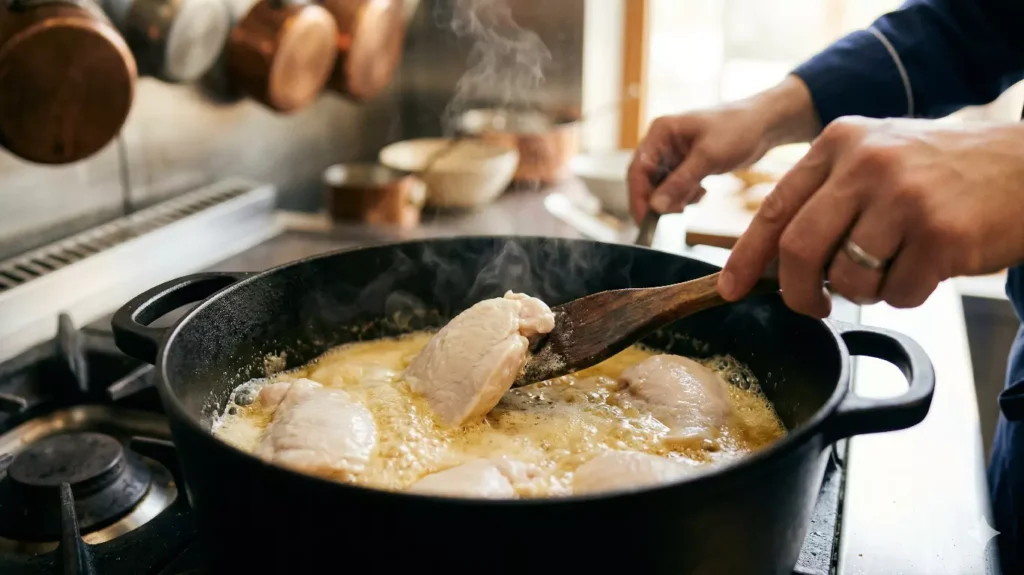 Morceaux de poulet raidis au beurre sans coloration pour la fricassée de volaille