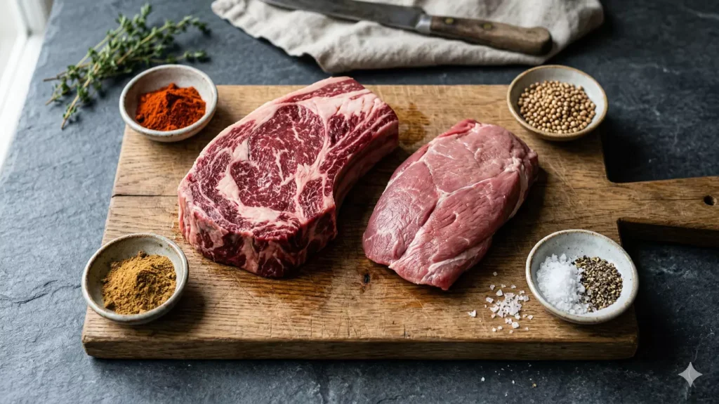 Viande de bœuf et d'agneau pour recette merguez maison, ratio 70 30