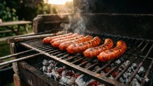 Recette merguez maison grillées au barbecue, belle couleur rouge épicée