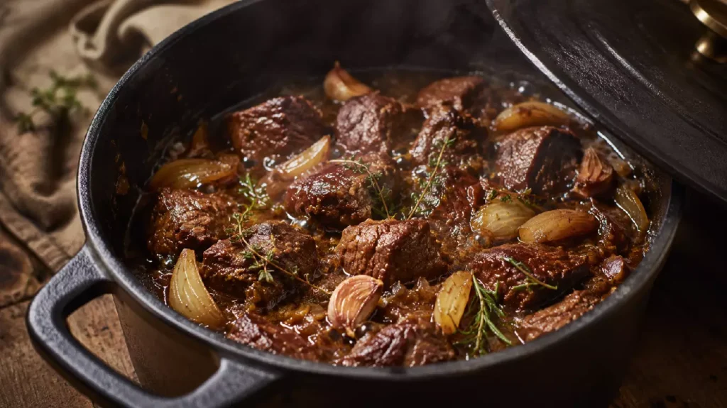 cuisson longue en cocotte pour attendrir la viande pendant la cuisson