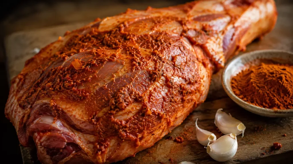 Marinade aux épices pour méchoui d'agneau : épaule massée de cumin et paprika